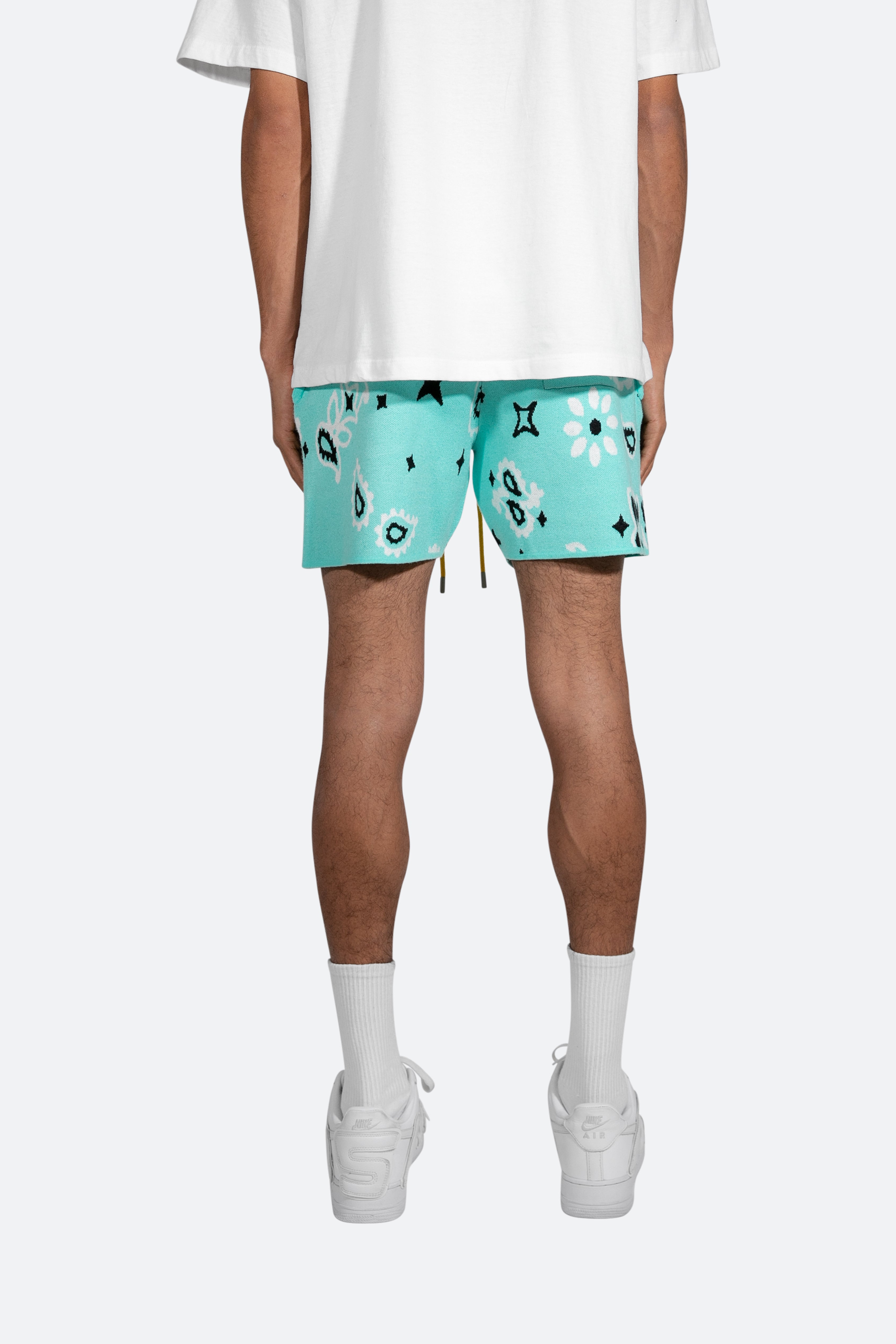 Paisley Knit Shorts - Teal