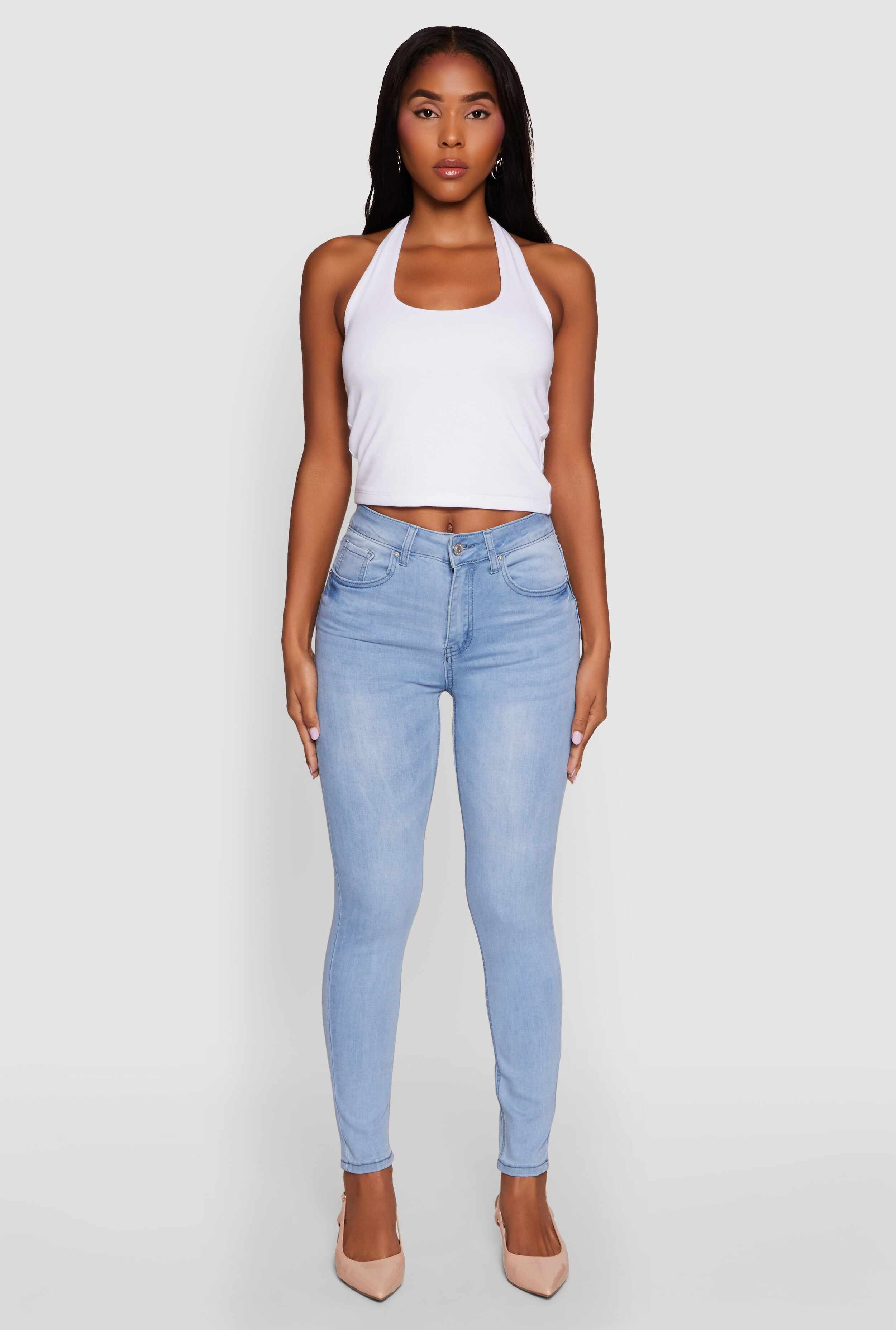 WAX Stretch High Waisted Skinny Ankle Jeans