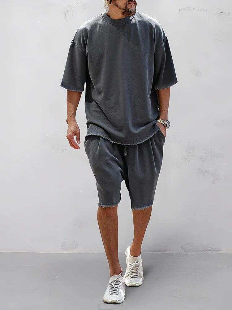 Men's Casual Loose Fit Solid Sports Sets