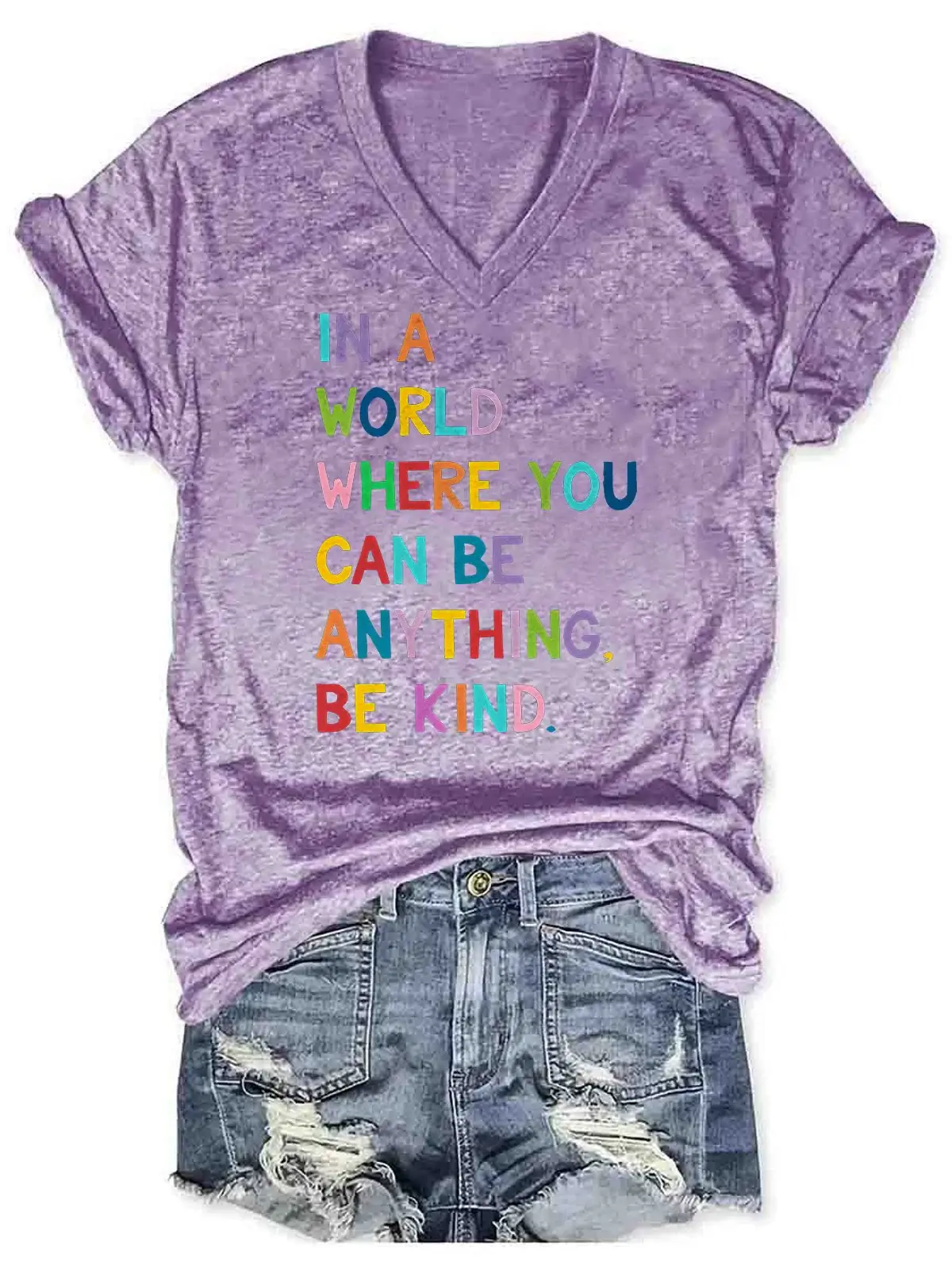 In A World Where You Can Be Anything Be Kind Autism Awareness Casual Print T-shirt