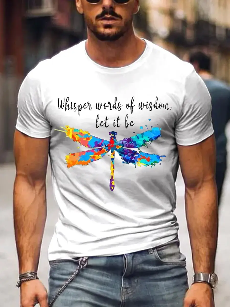Men's Whisper Words Of Wisdom Let It Be Art Pattern Print Casual T-Shirt