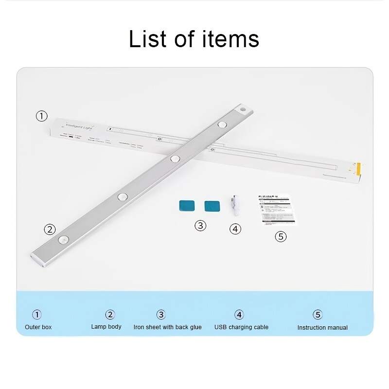 1pc Ultra-thin LED Human Body Sensor Light Rechargeable Cabinet Light Strip