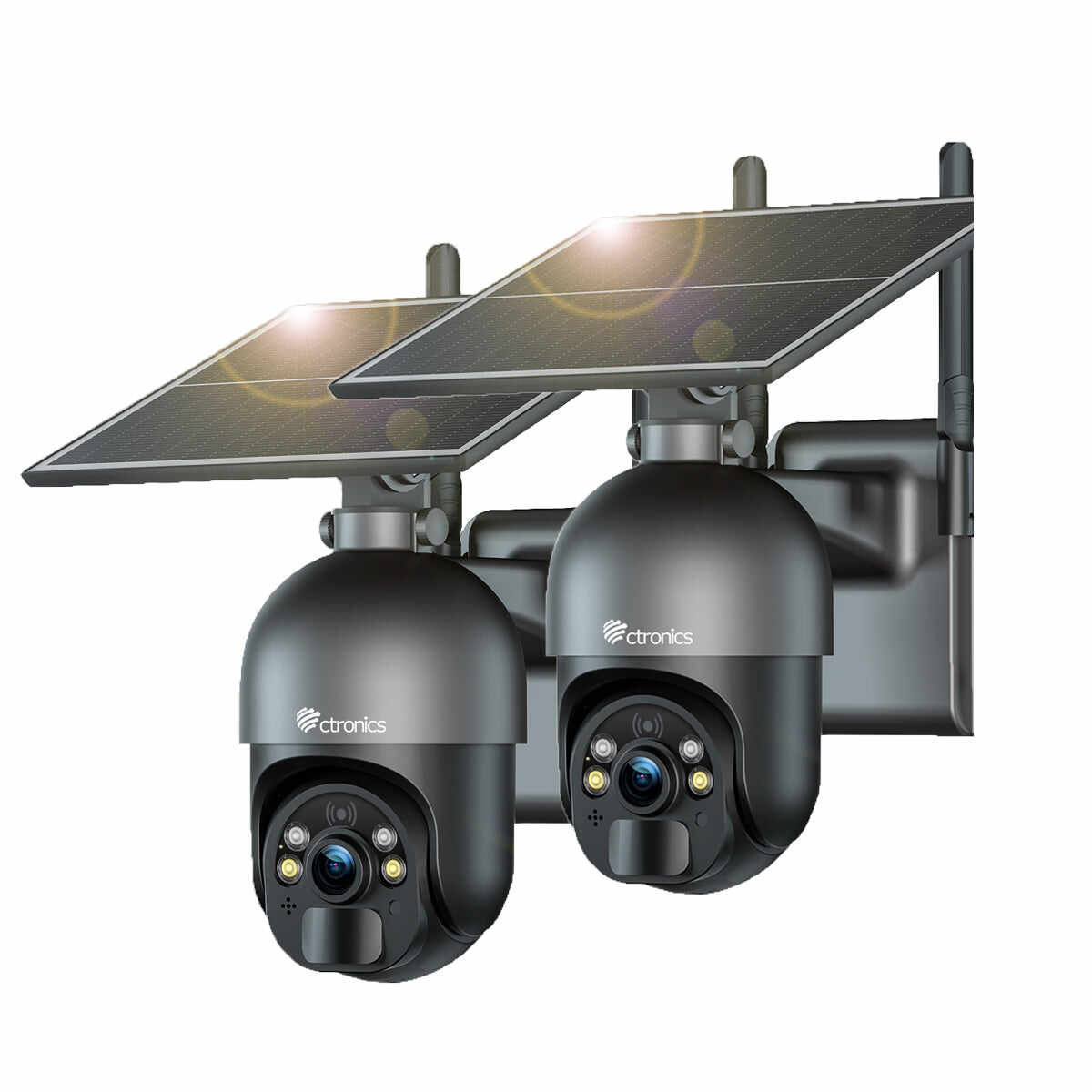 Ctronics 5MP Solar Security Camera Outdoor Wireless, 6W Solar Panel, Sound-Light Alarm, PC/Phone Remote Control, Color Night Vision