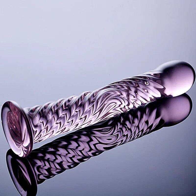 17cm Crystal Glass Dildo – Realistic Design with Suction Cup for G-Spot Massage