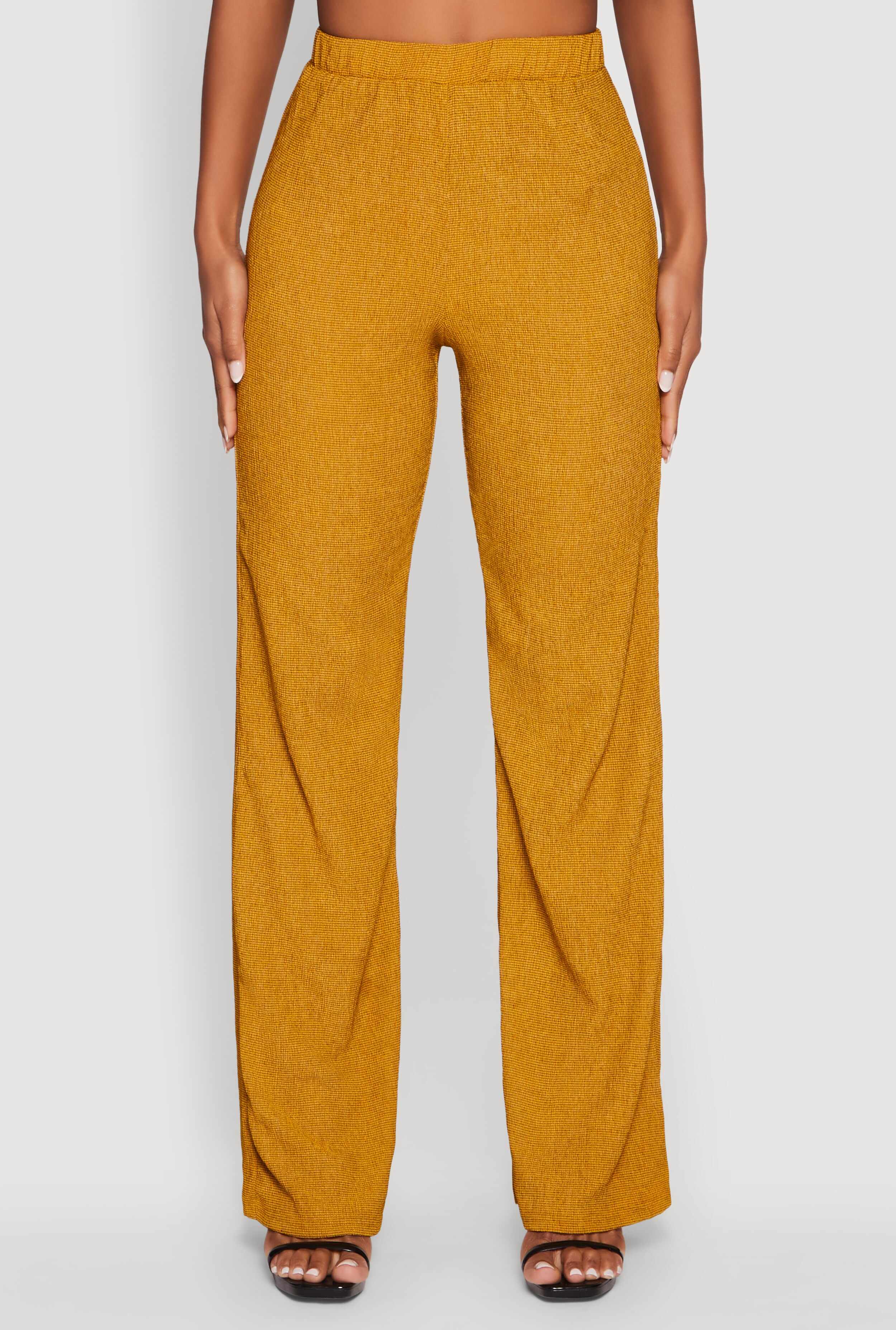 Seersucker Pull On Straight Leg Pants