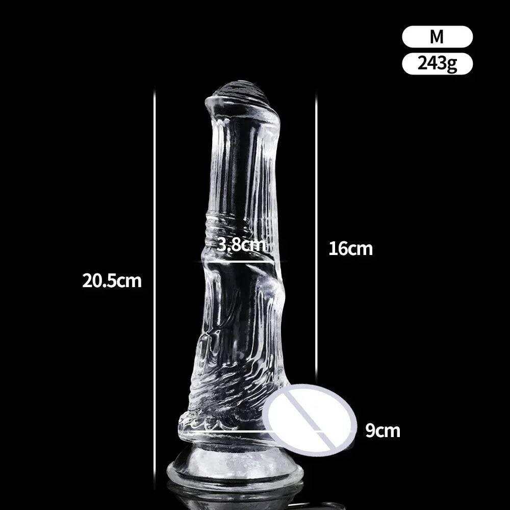 Huge Transparent Black Horse Dildo - Realistic TPE with Strong Suction Cup