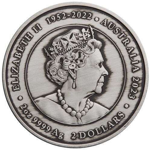 Ningaloo Eclipse 2023 2oz Silver Antiqued Coloured Coin