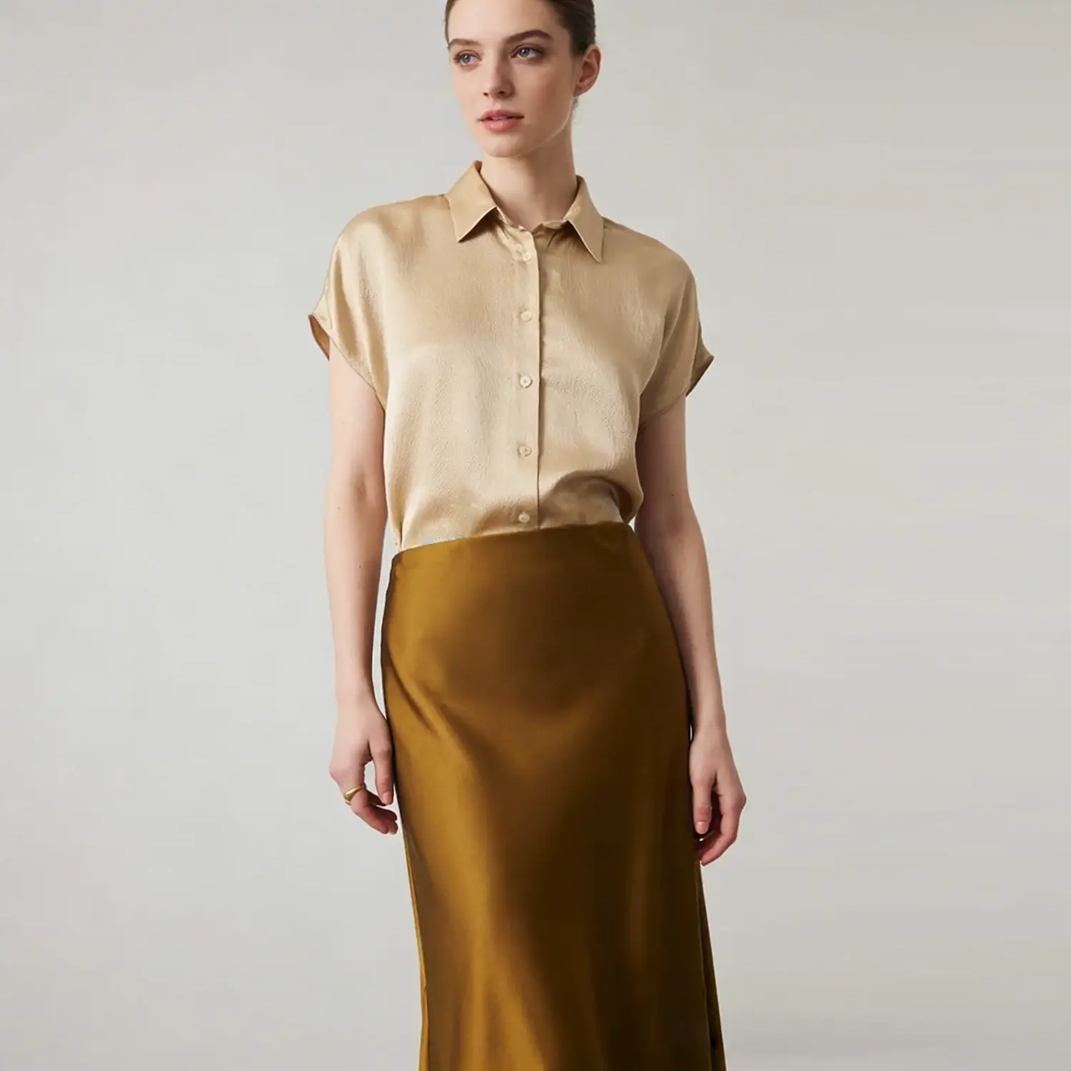 Silk Blouse Single Breasted Top