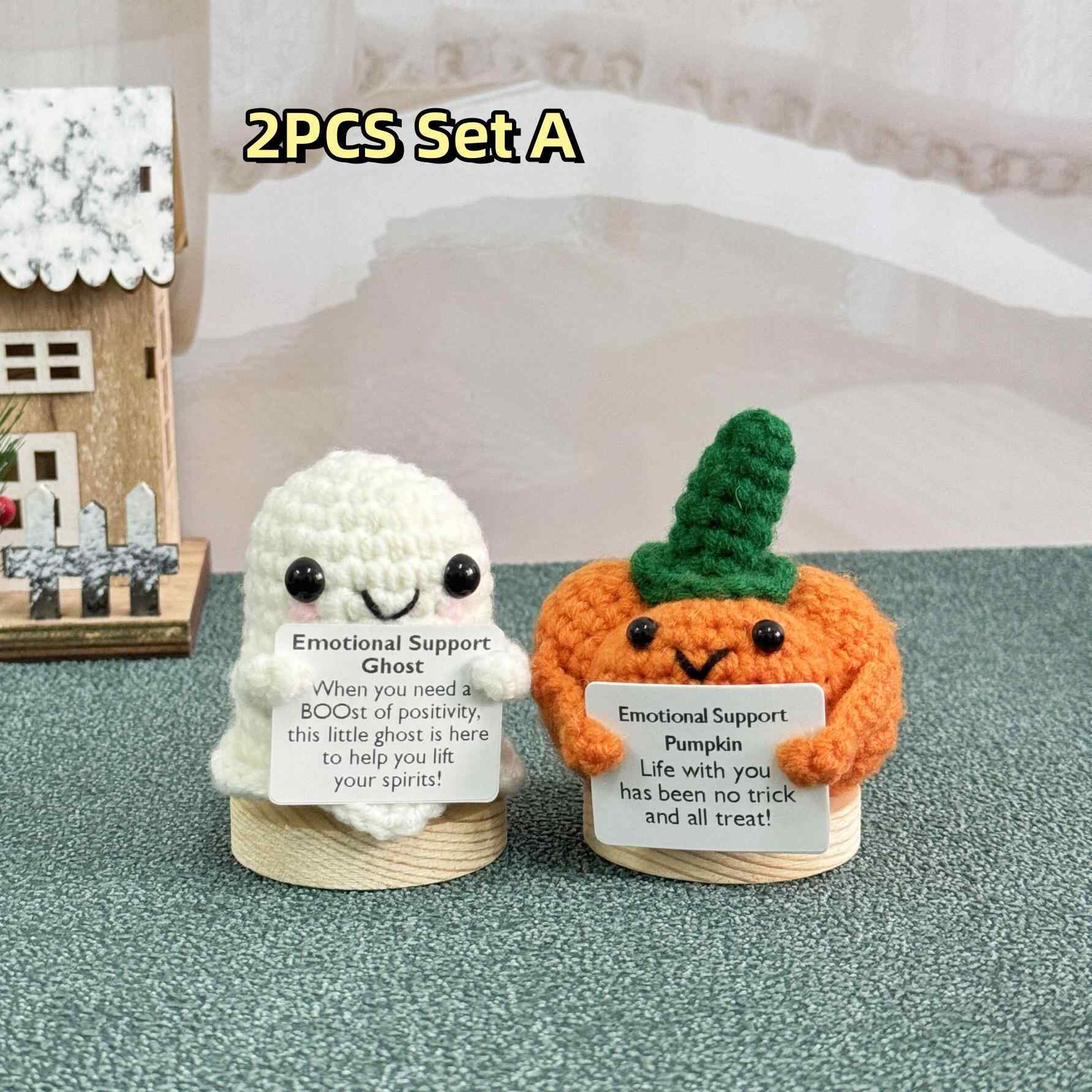 Halloween Crochet Ghost with Pumpkin-Emotional Support Gift