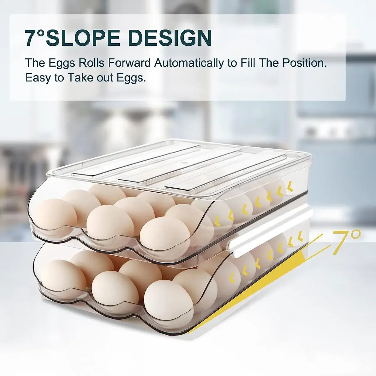Set of 2 Auto Rolling Storage Container 18 Egg Tray - 2 Layer