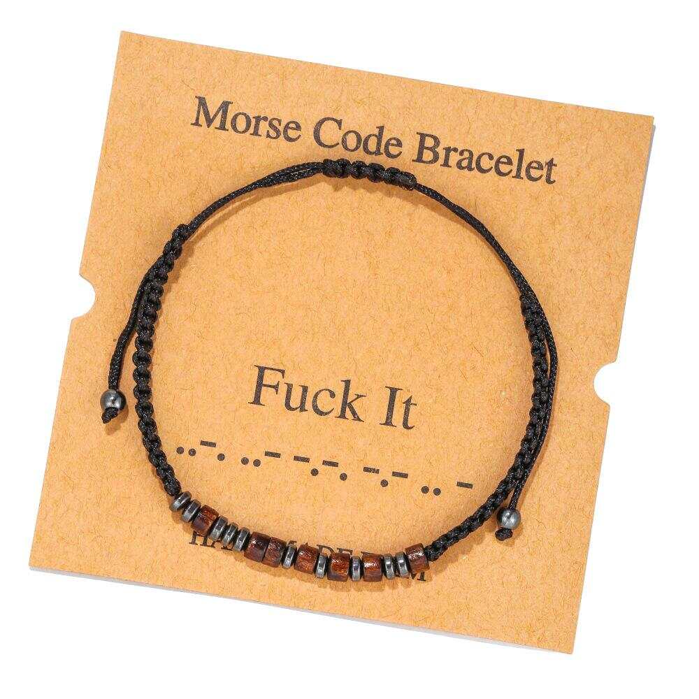 Women's Men's Unisex Morse Code Alphanumeric Weave Couple Bracelet