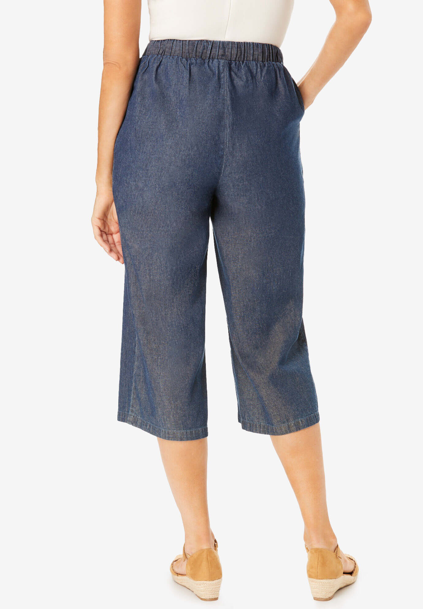 Drawstring Denim Capri