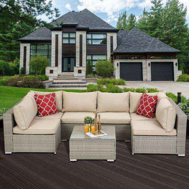 Polla Wicker/Rattan 4 - Person Seating Group with Cushions