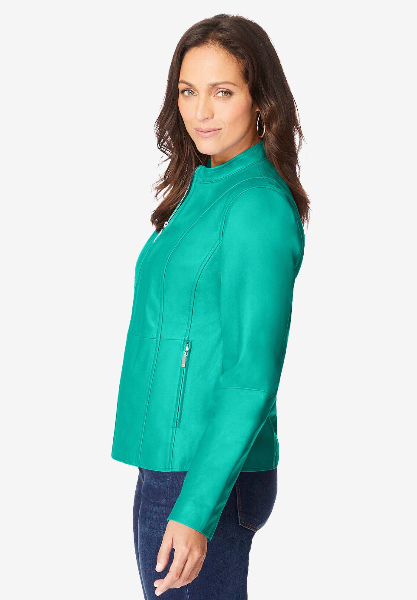 Zip Front Leather Jacket