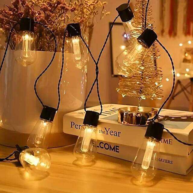 Solar Outdoor String Lights 20 Vintage Bulbs 5M 16.4FT for Camping Patio