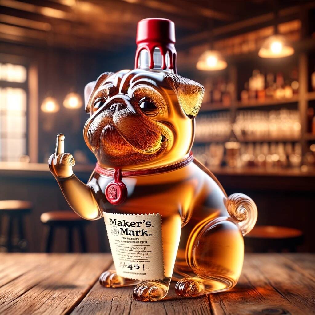 Middle Finger Pug Whiskey Bottle