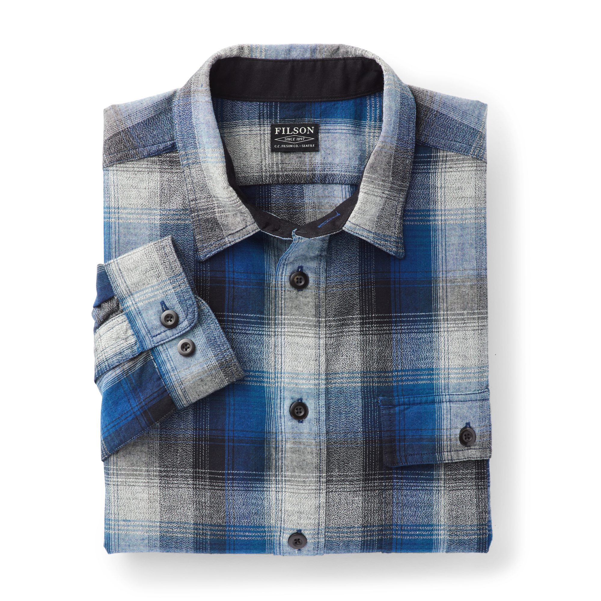 Rustic Oxford Shirt - Indigo/black/charcoal Plaid