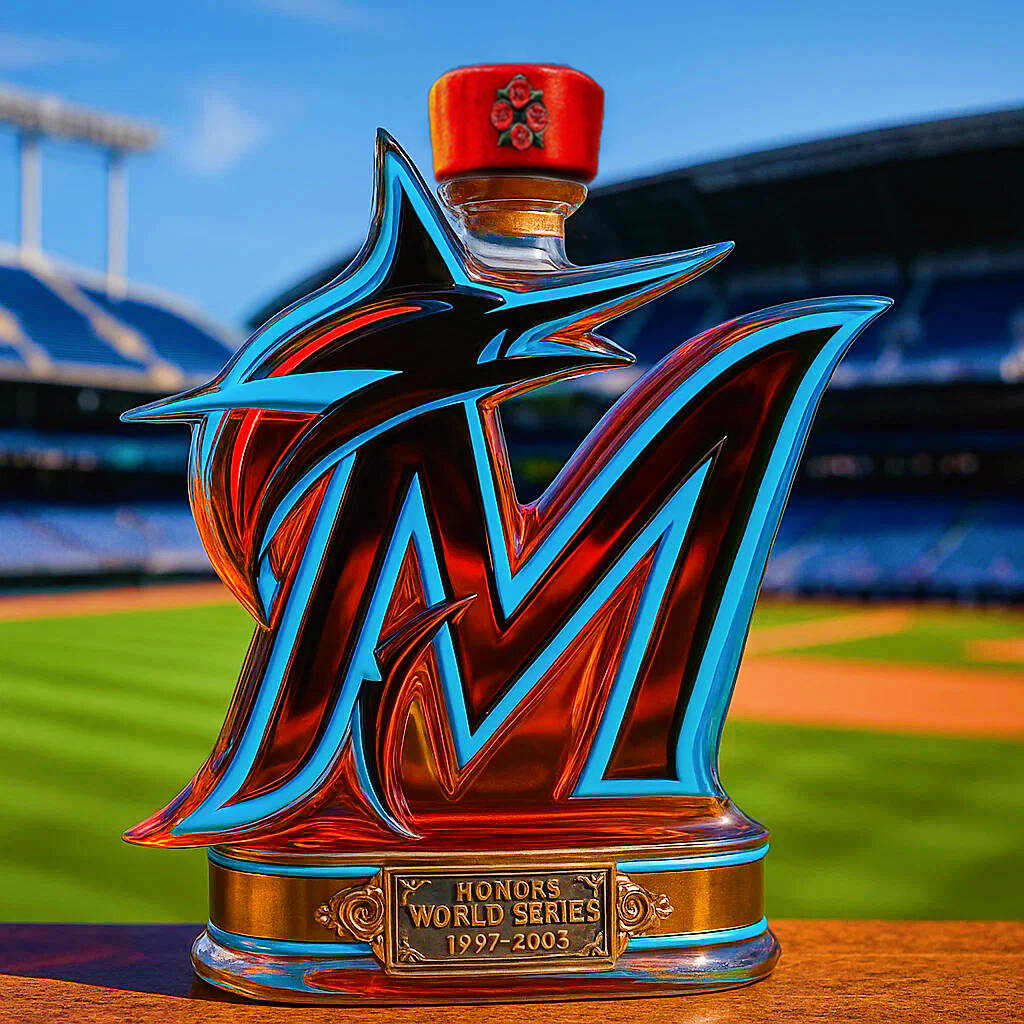 Miami Marlins Championship Limited Edition Whiskey Bottle