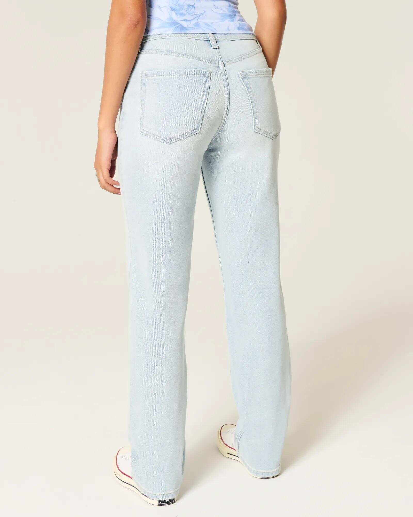 High-Rise Washed Black Straight Jeans