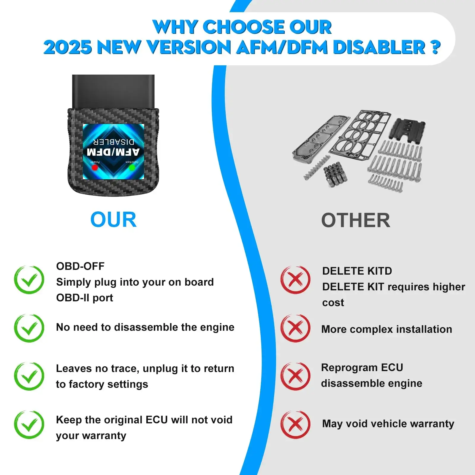 AFM Disabler Active Fuel Management Delete Disabler AFM/DFM Disabler Compatible with V6 & V8 GM Motors AFM Disabler 5.3 Silverado 2007-2022 (Chevy GMC Sierra GMC Yukon Cadillac Escalade etc)4.3L 5.3L 6.0L 6.2L