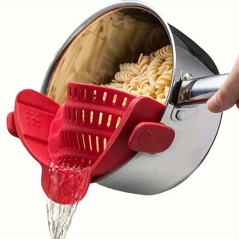 1pc Adjustable Silicone Clip-On Strainer,Pot Strainer And Pasta Strainer,Vegetable & Fruit Drainage Basket,The Perfect Kitchen Accessory For Pots, Pans, And Bowls!