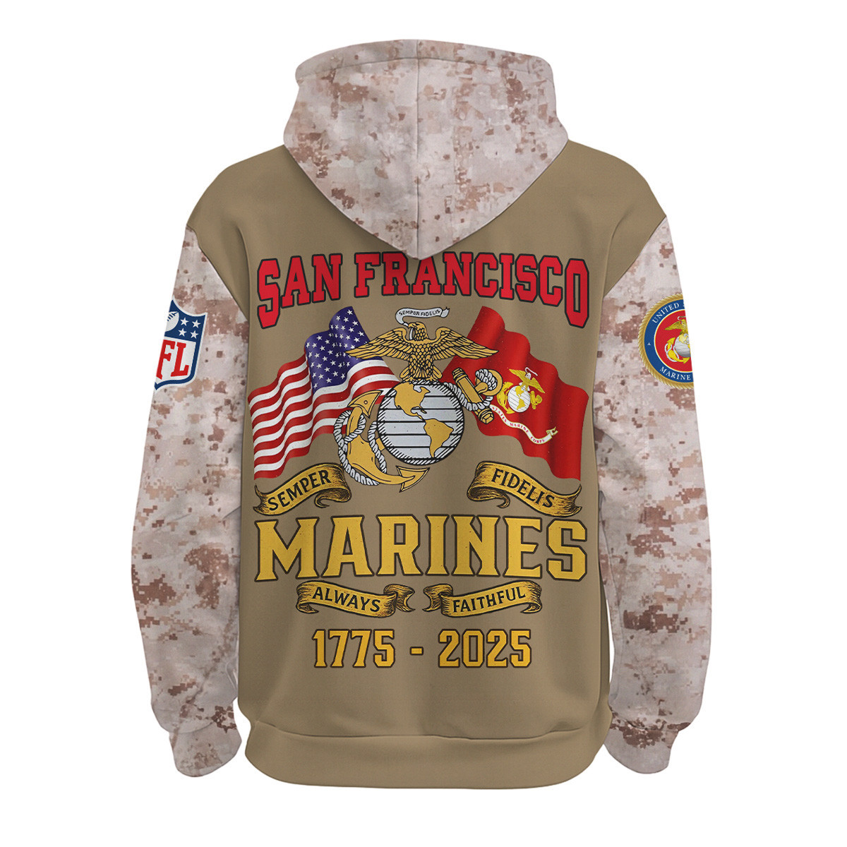 San Francisco 49ers | Premium NFL United States Marine Corps 3D Hoodie TD