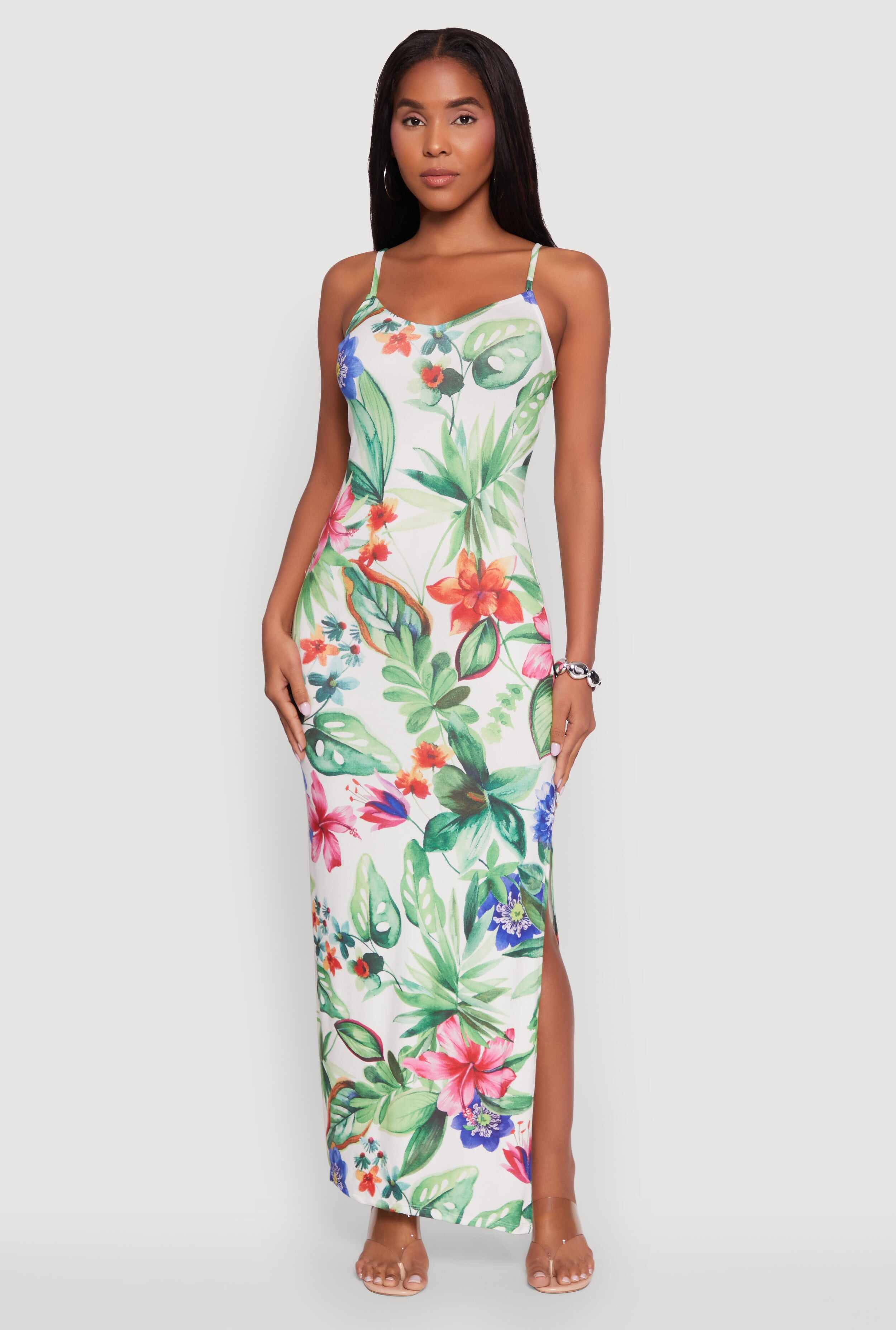Haute Monde Sleeveless Scoop Neck Floral Maxi Dress