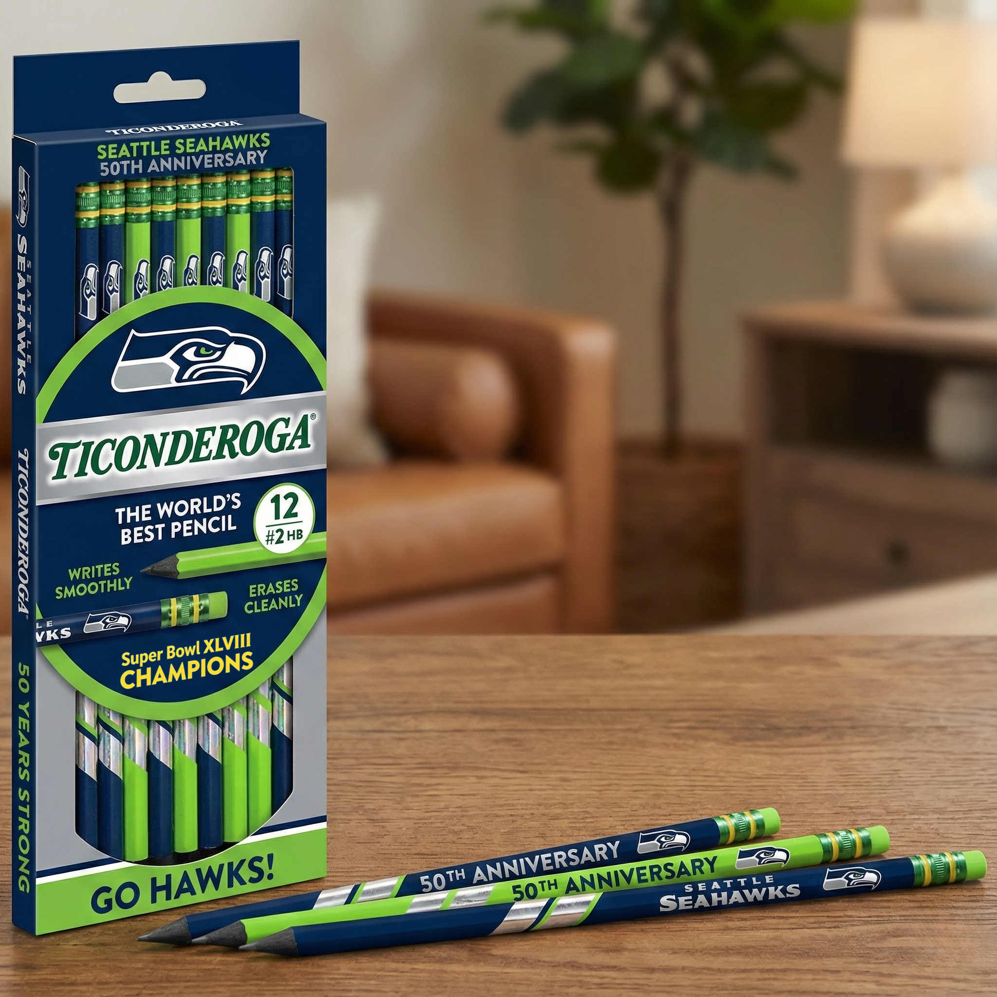 Seahawks 50th Anniversary Ticonderoga Wood-Cased Pencils
