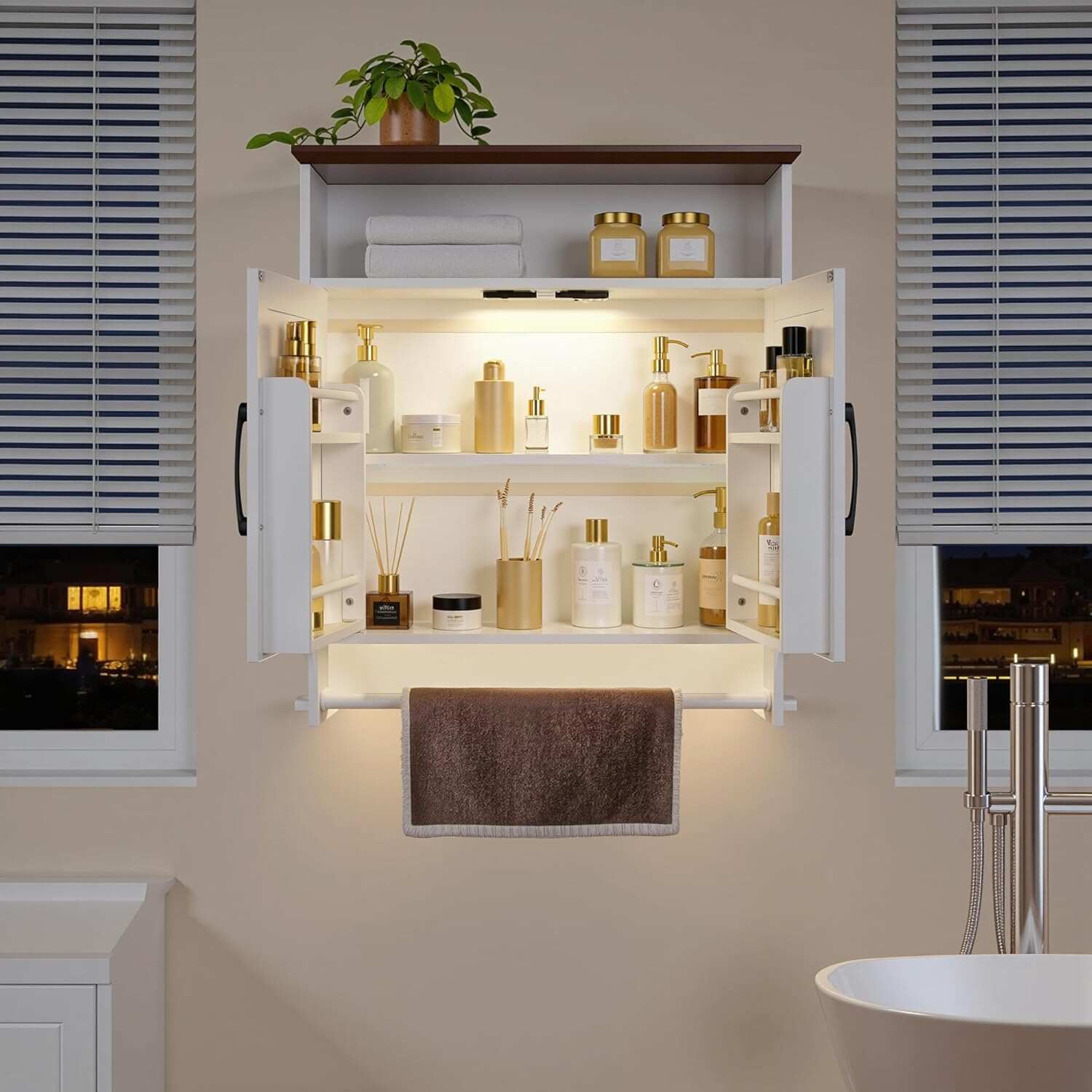 VECELO Bathroom Wall Cabinet with Motion Sensor LED Light