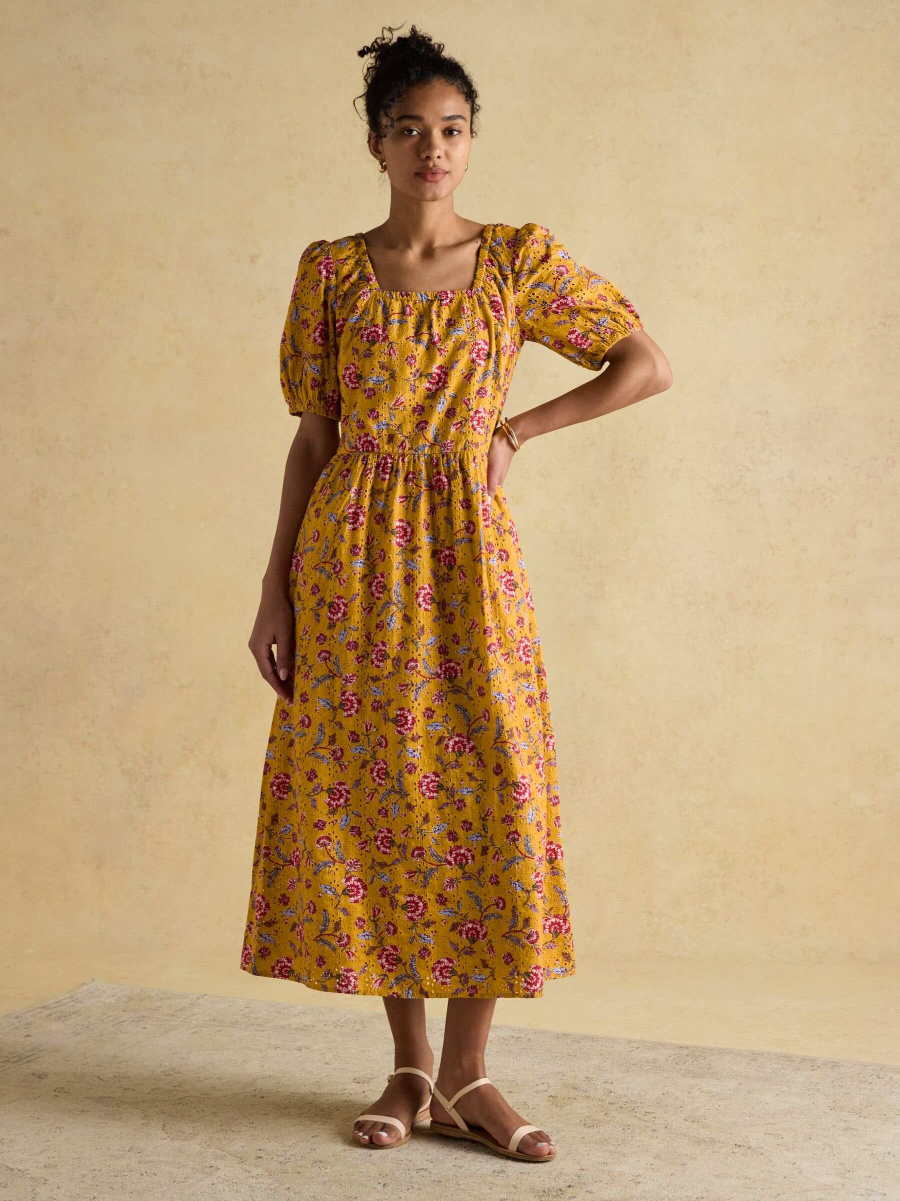 Harlow Yellow Floral Broderie Dress