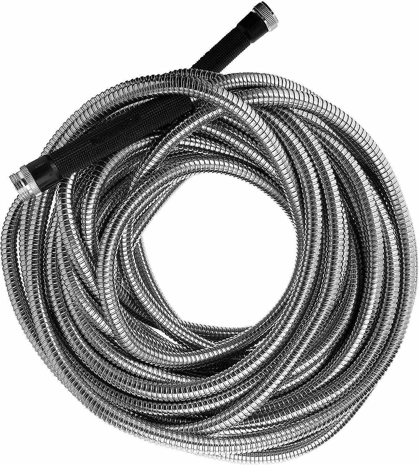 Bionic Steel 100 FT Garden Hose, 304 Stainless Steel Metal Water Hose 100Ft, Flexible Hose, Kink Free, Ultra Lightweight and Durable, Crush Resistant Fitting, Easy to Coil, 500 PSI - 2023 Model