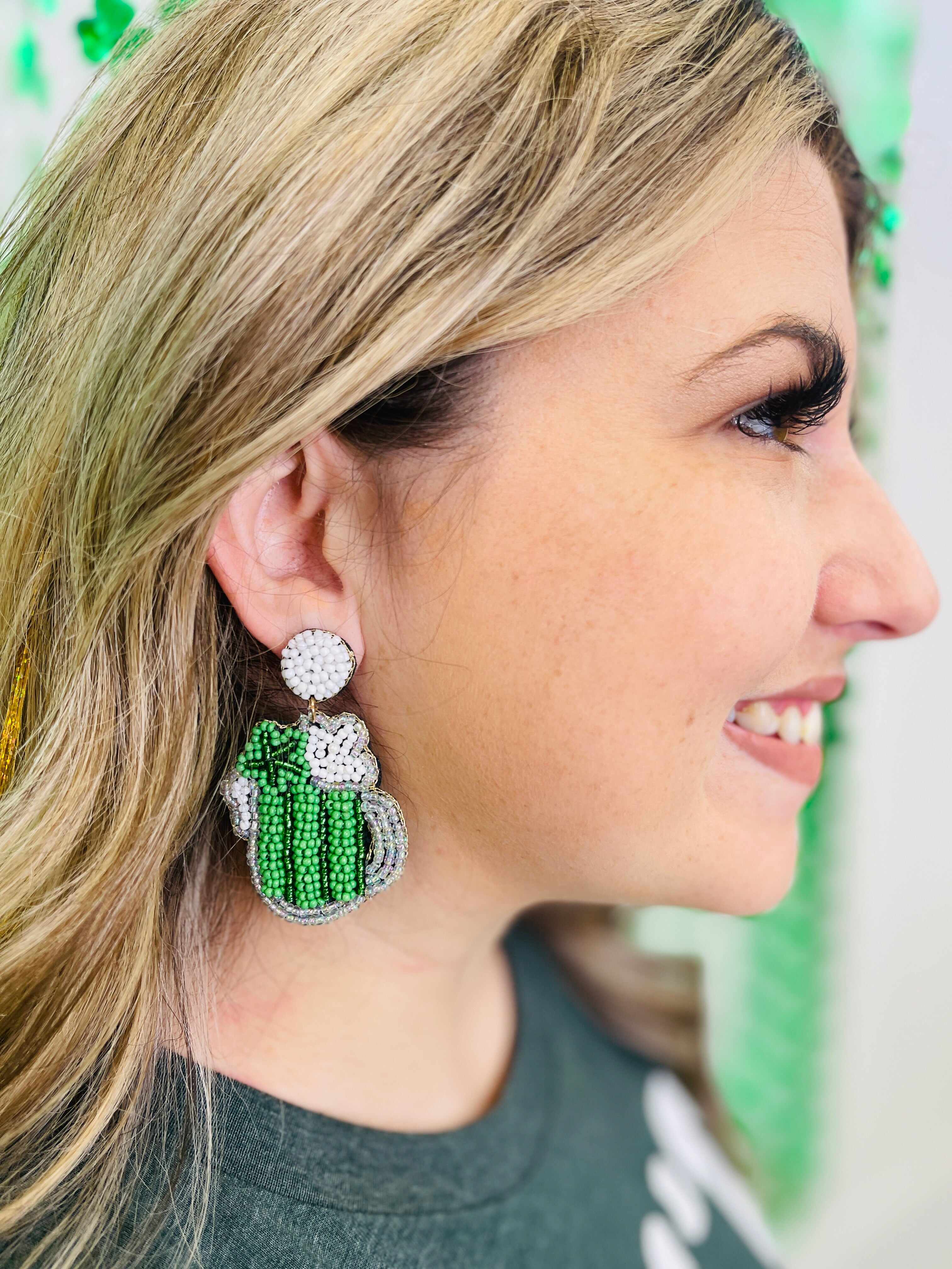 Green Beer Earrings