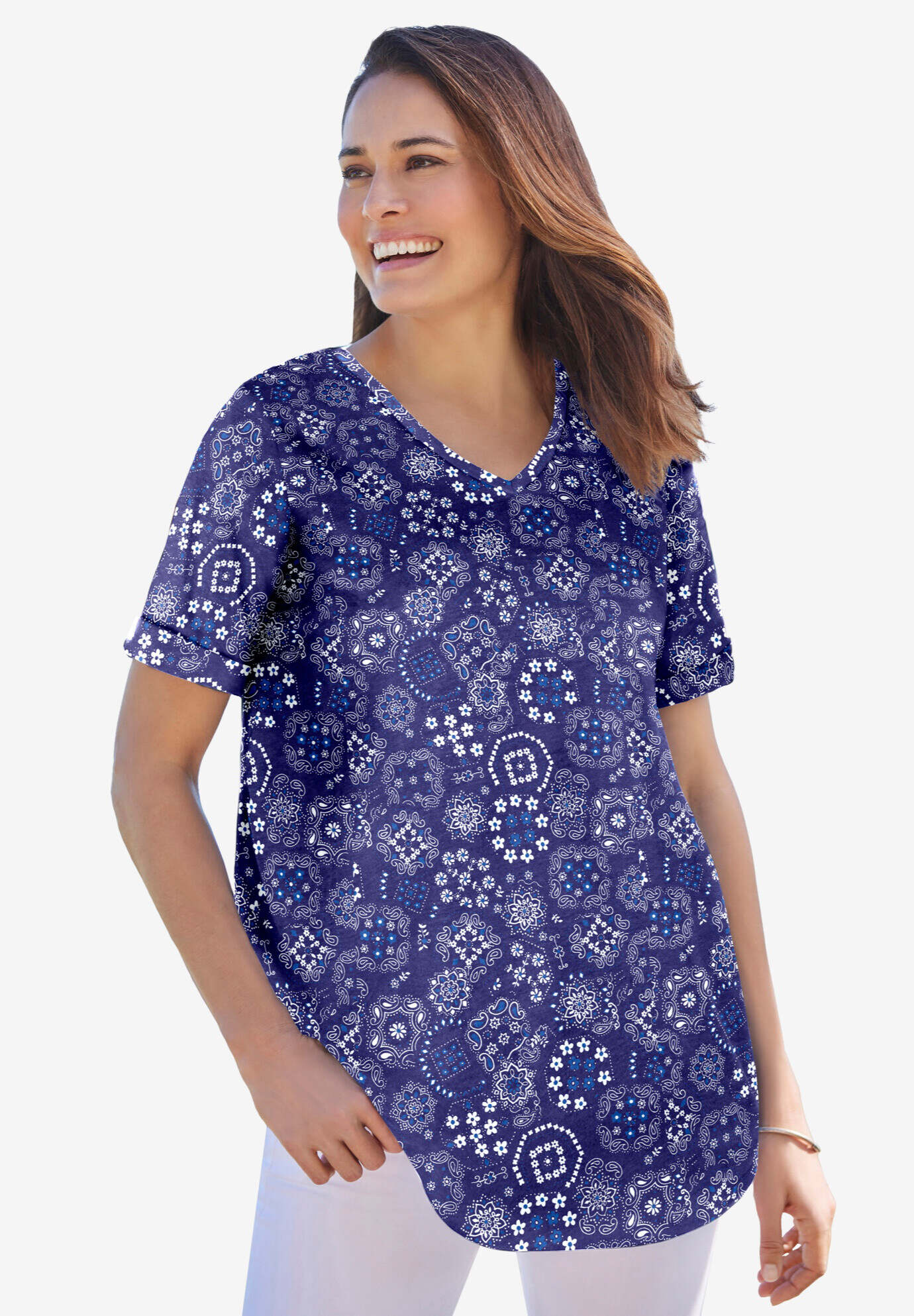 Cuffed Americana Print Tee