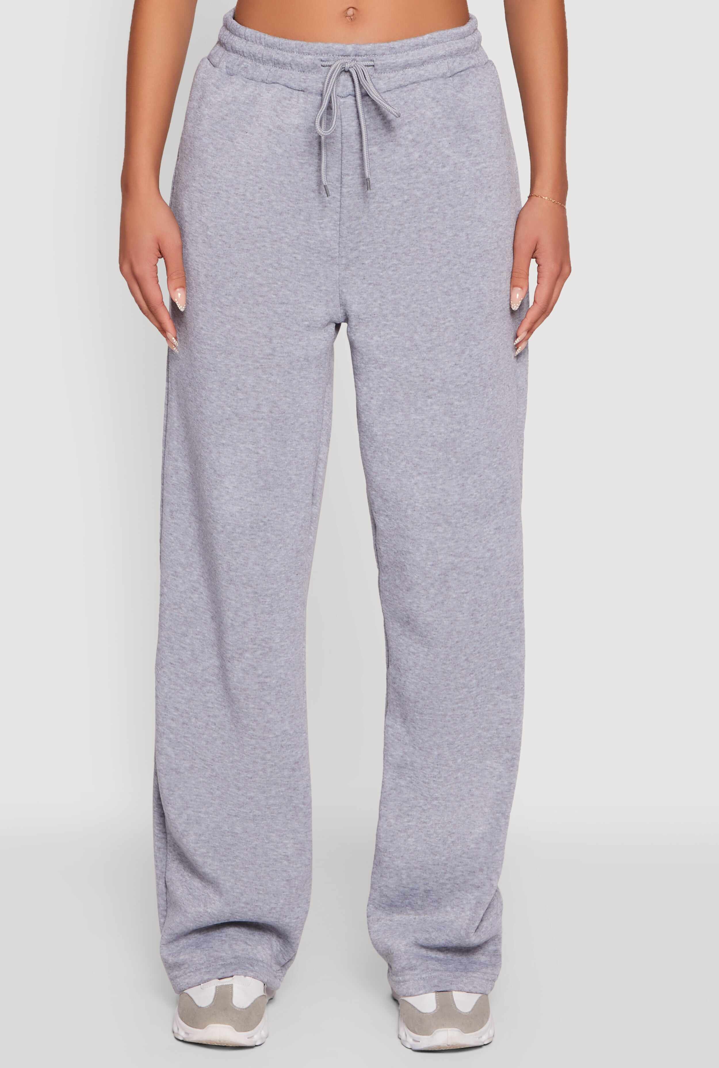 Fleece Lined Drawstring Waist Wide Leg Pants