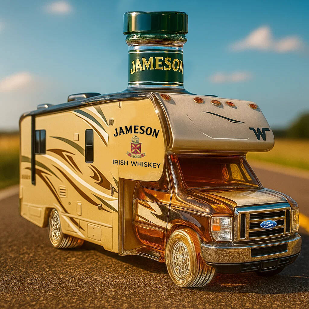 Winnebago Minnie Winnie RV Whisky Bottle