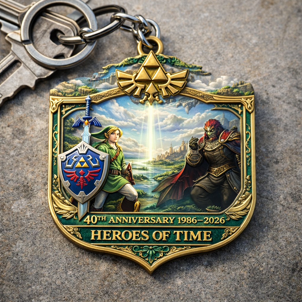 Hyrule “Heroes of Time” Keychain  40th Anniversary Edition