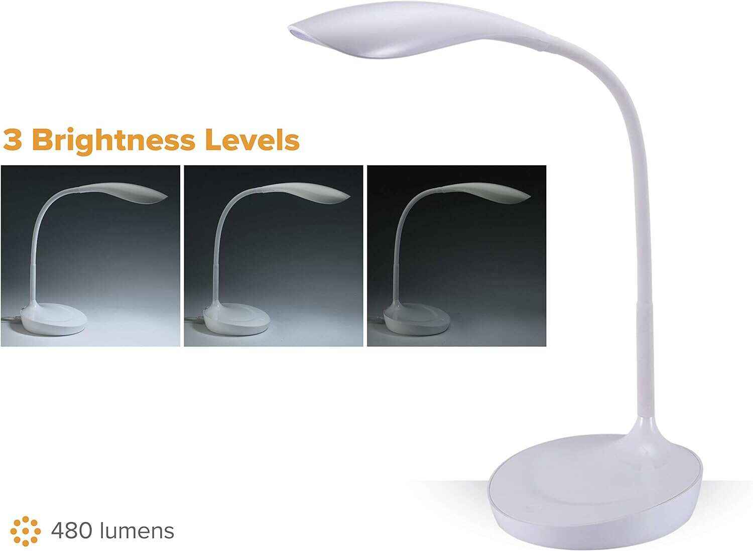 Bostitch Office LED Gooseneck Desk Lamp with USB Charging Port, 3 Dimming Levels, Touch Control, Blue (VLED1502-BLUE)