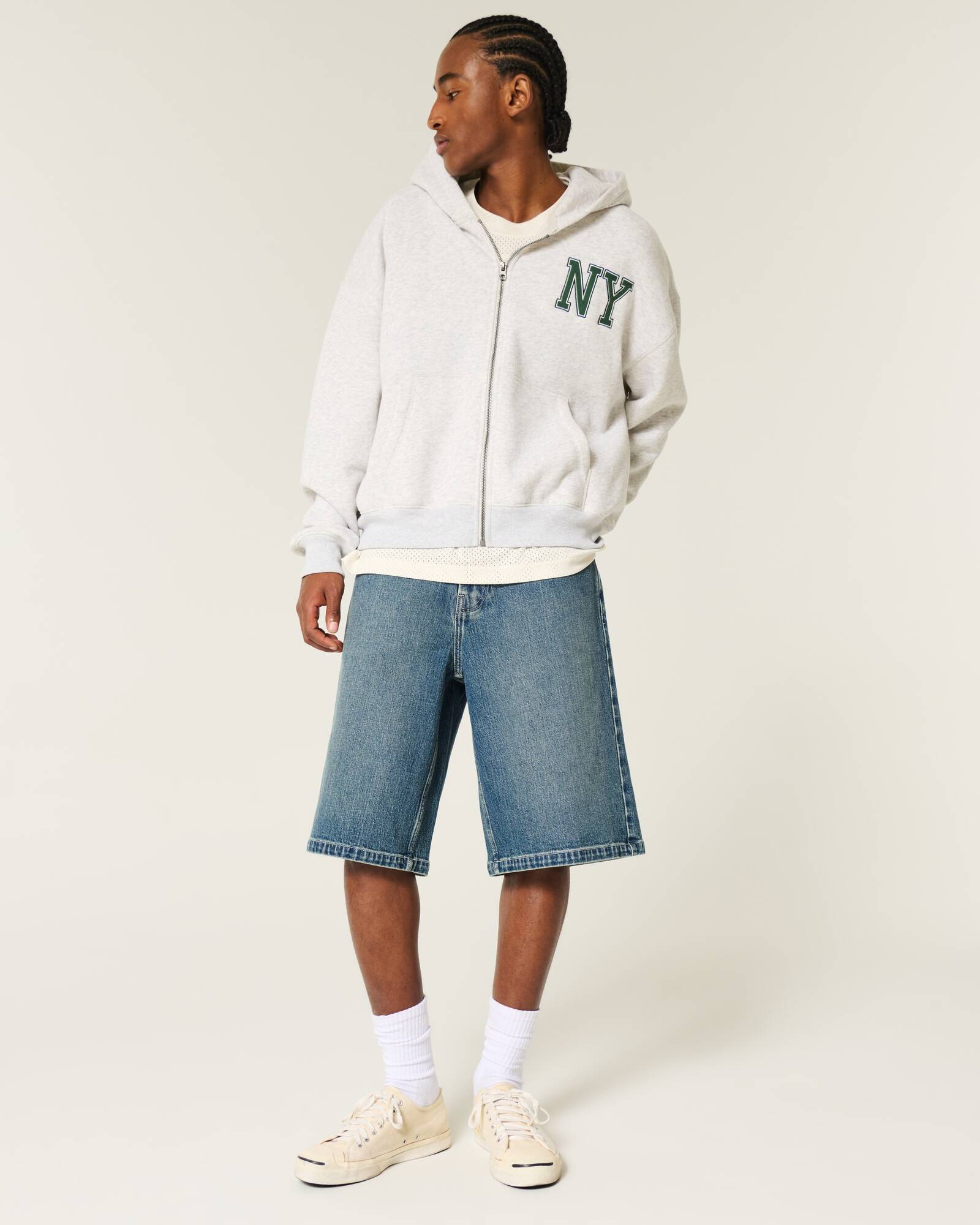 Washed Black Cat Graphic Super Baggy Denim Shorts