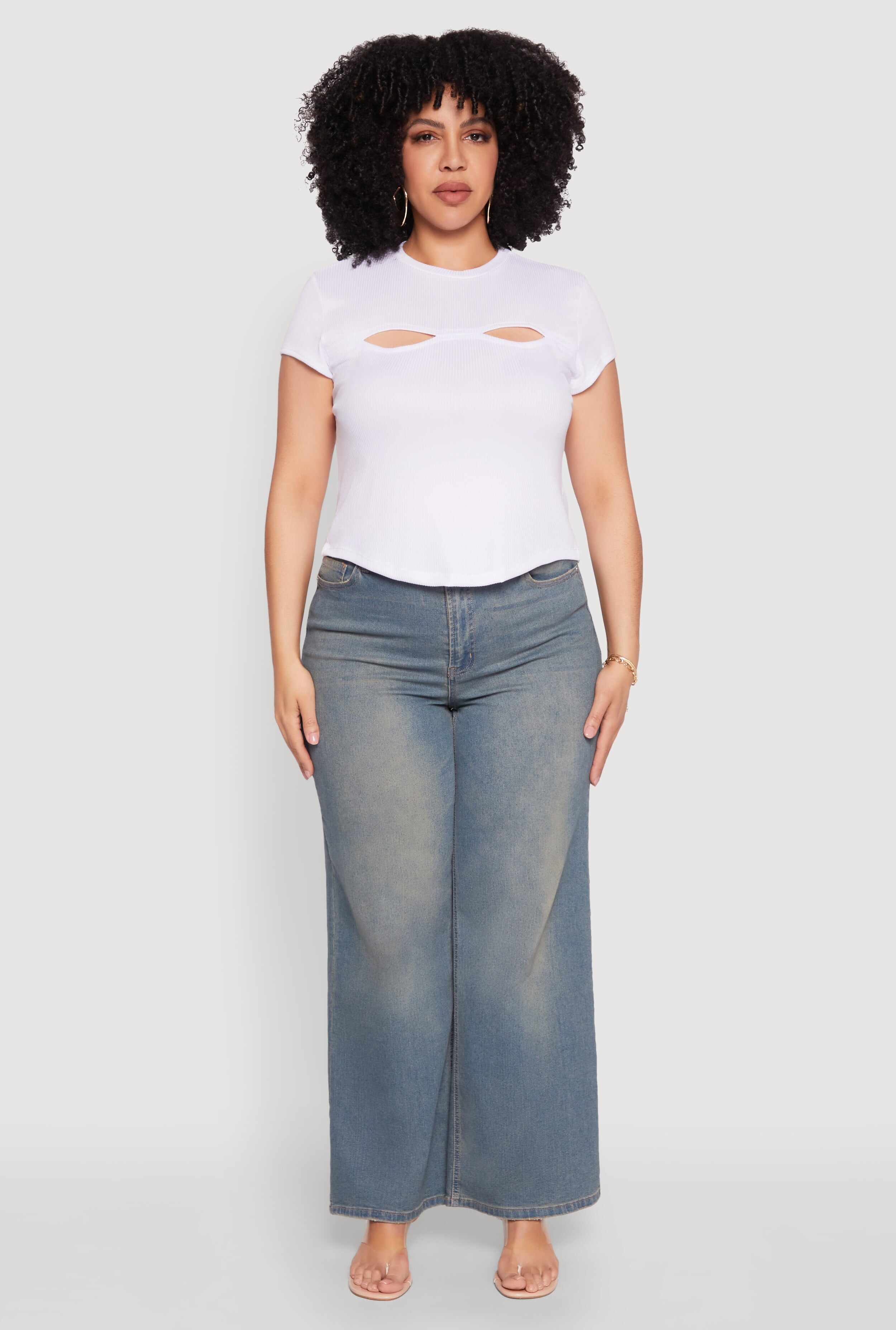 Plus Size Cut Out Rib Knit Top