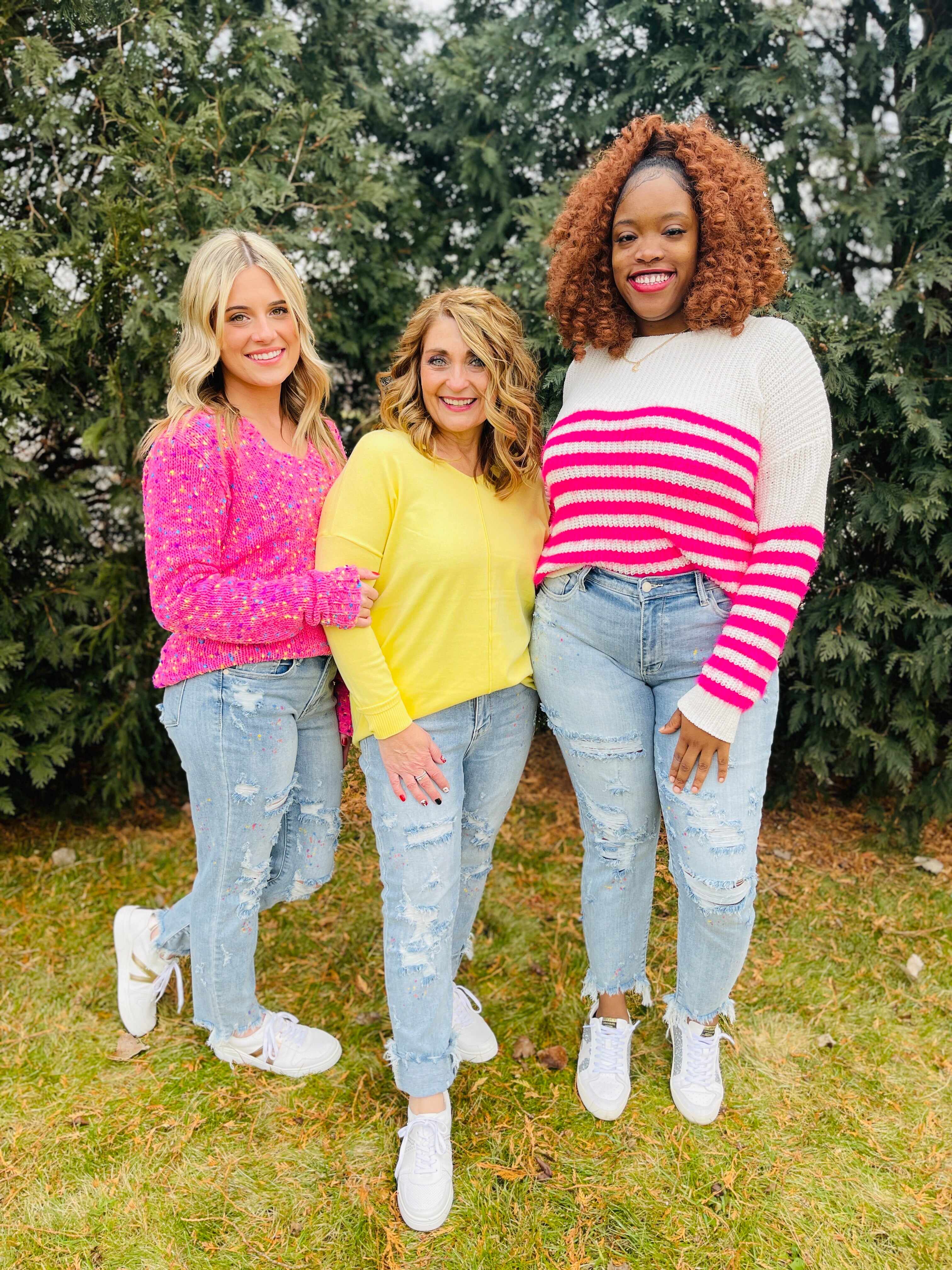 Plus/Reg Color Me Happy Boyfriend Jeans
