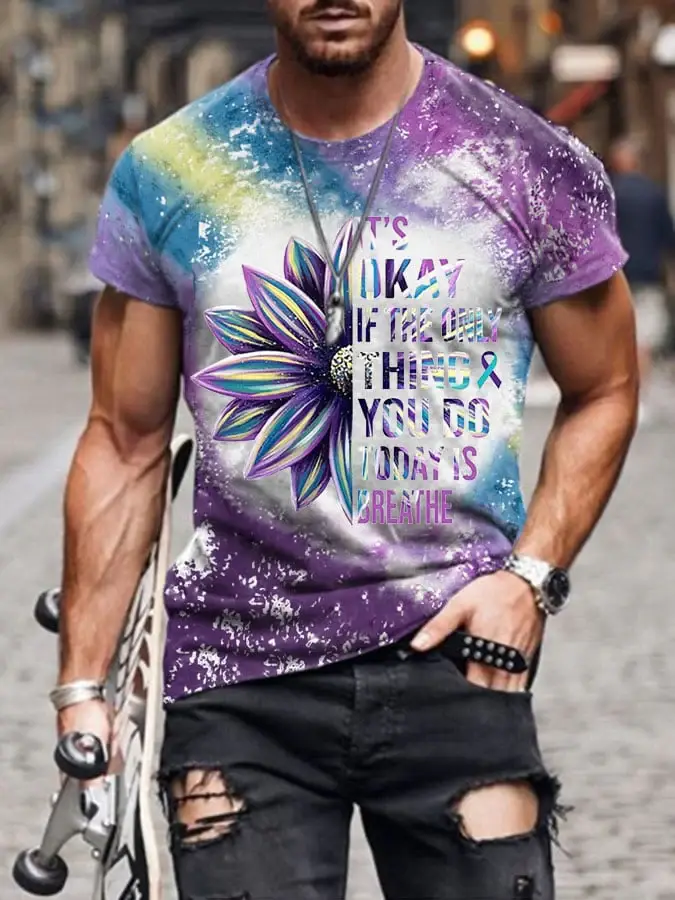 Men's It's Okay If The Only Thing You Do Today Is Breathe Print Casual T-shirt
