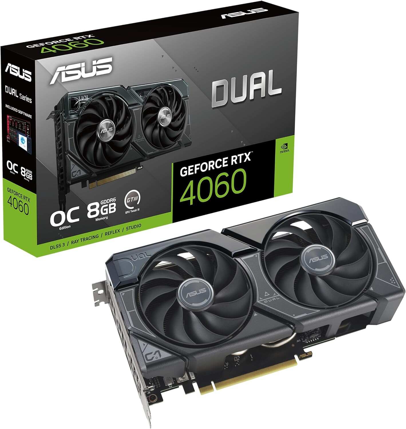 ASUS ROG Strix GeForce RTX™ 4060 OC Edition Gaming Graphics Card (PCIe 4.0, 8GB GDDR6, DLSS 3, HDMI 2.1a, DisplayPort 1.4a, Axial-tech Fan Design, Aura Sync, 0dB Technology)