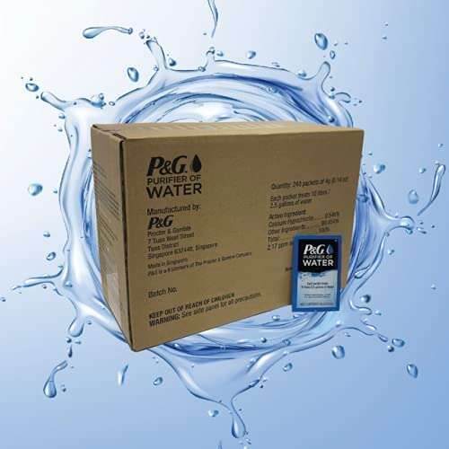 P&G Purifier of Water Portable Water Purifier Packets. Emergency Water Filter Purification Powder Packs for Camping, Hiking, Backpacking, Hunting, and Traveling. (12 Packets)