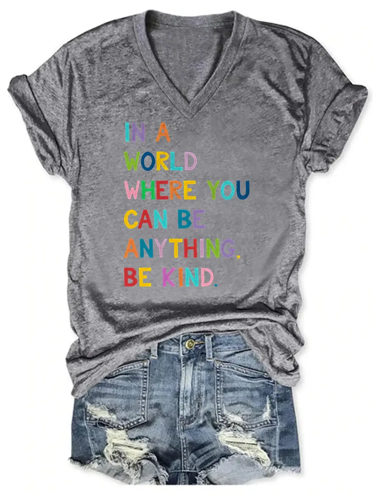 In A World Where You Can Be Anything Be Kind Autism Awareness Casual Print T-shirt