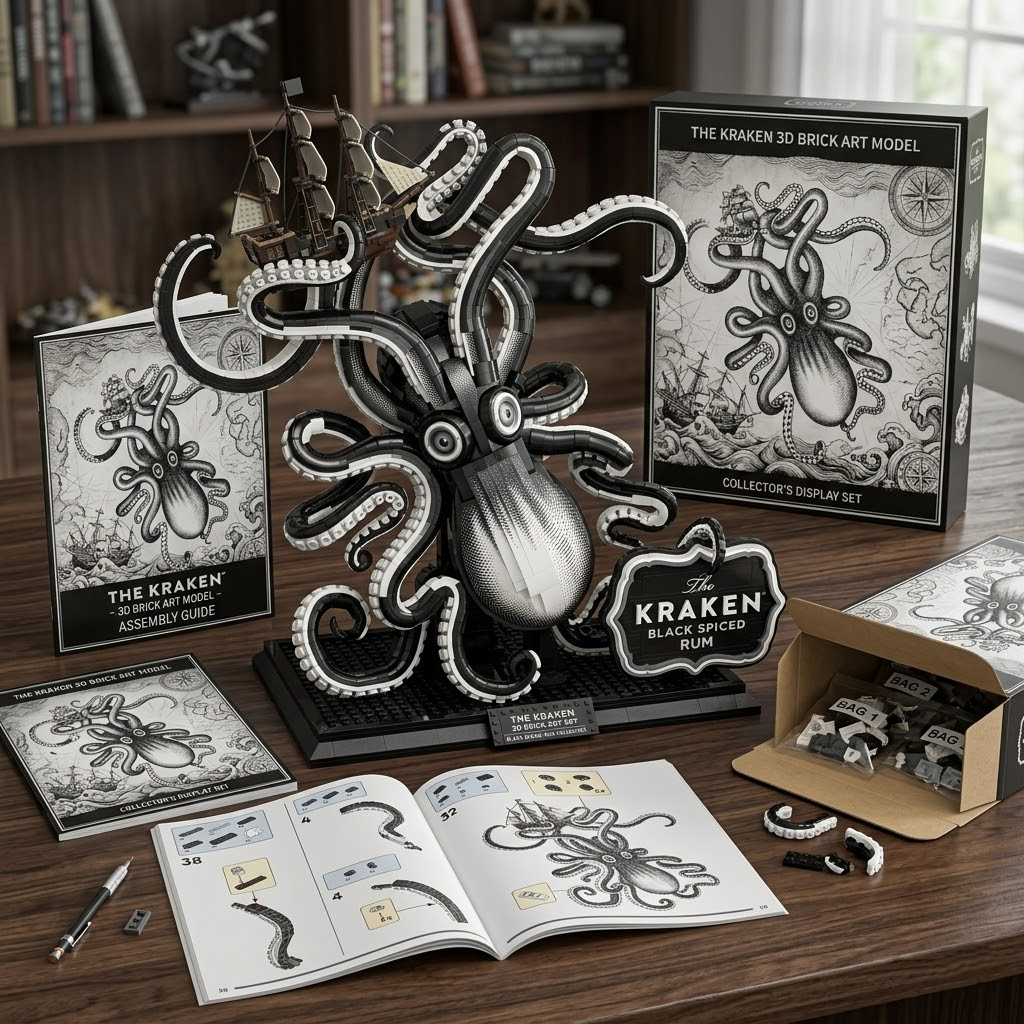 The Kraken Black Spiced Rum Brick Art Collector’s Display Set