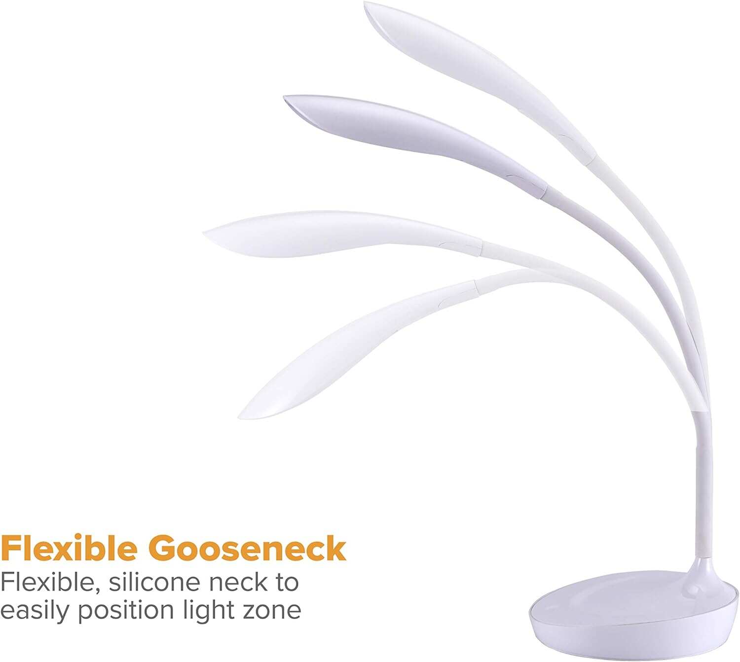 Bostitch Office LED Gooseneck Desk Lamp with USB Charging Port, 3 Dimming Levels, Touch Control, Blue (VLED1502-BLUE)