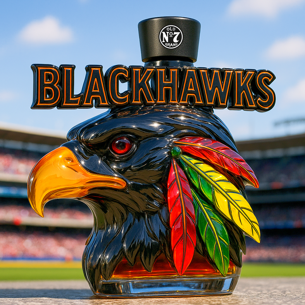 Chicago Blackhawks 100th Anniversary Whiskey Bottle