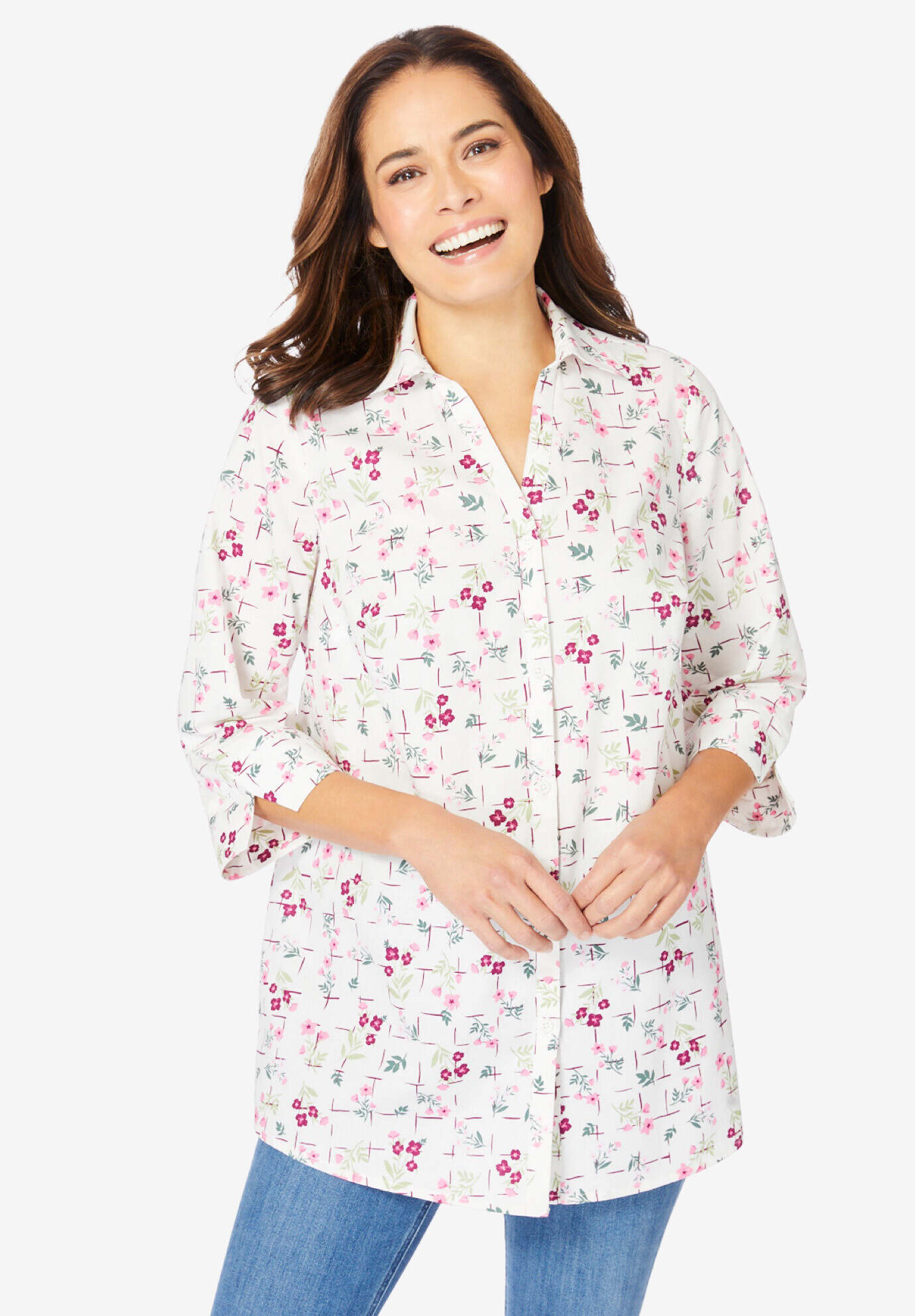 Perfect Three-Quarter Sleeve Back Pleat Shirt
