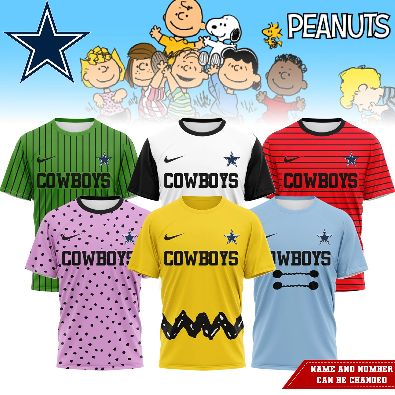 Dallas Cowboys | Premium NFL Peanuts Character Costume 3D Shirt HI