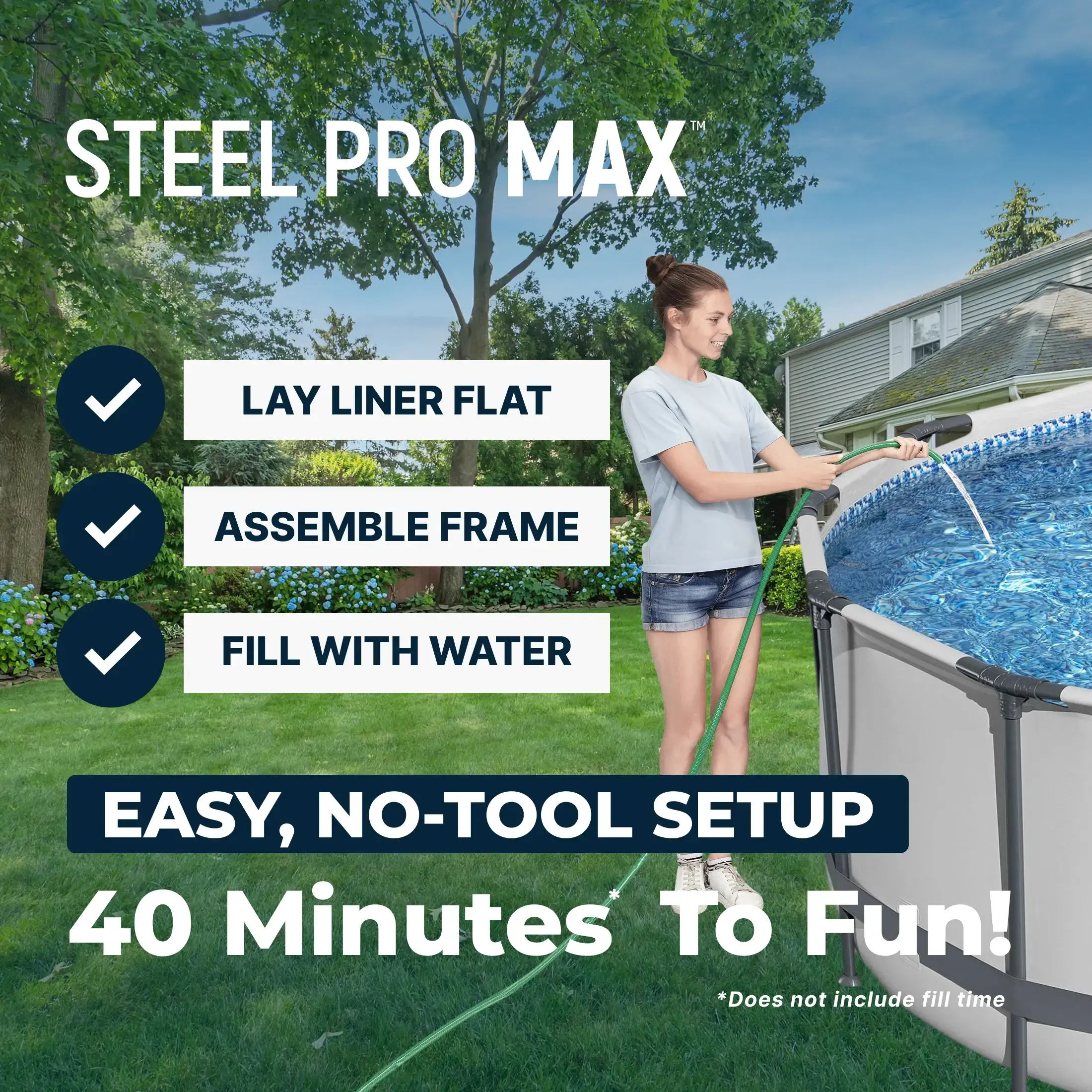 Bestway Steel Pro MAX Round Above Ground Swimming Pool Outdoor